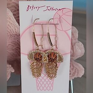 Betsey Johnson Gold-tone Basketball Hoop Dangle Earrings